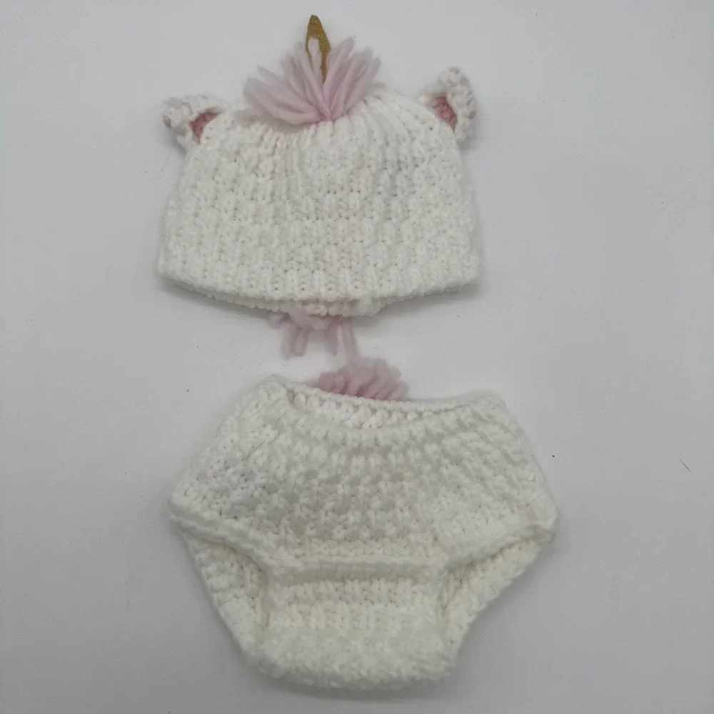 Newborn Baby Girls Crochet Unicorn Hat, Diaper Cover Costume Outfit Picture Prop